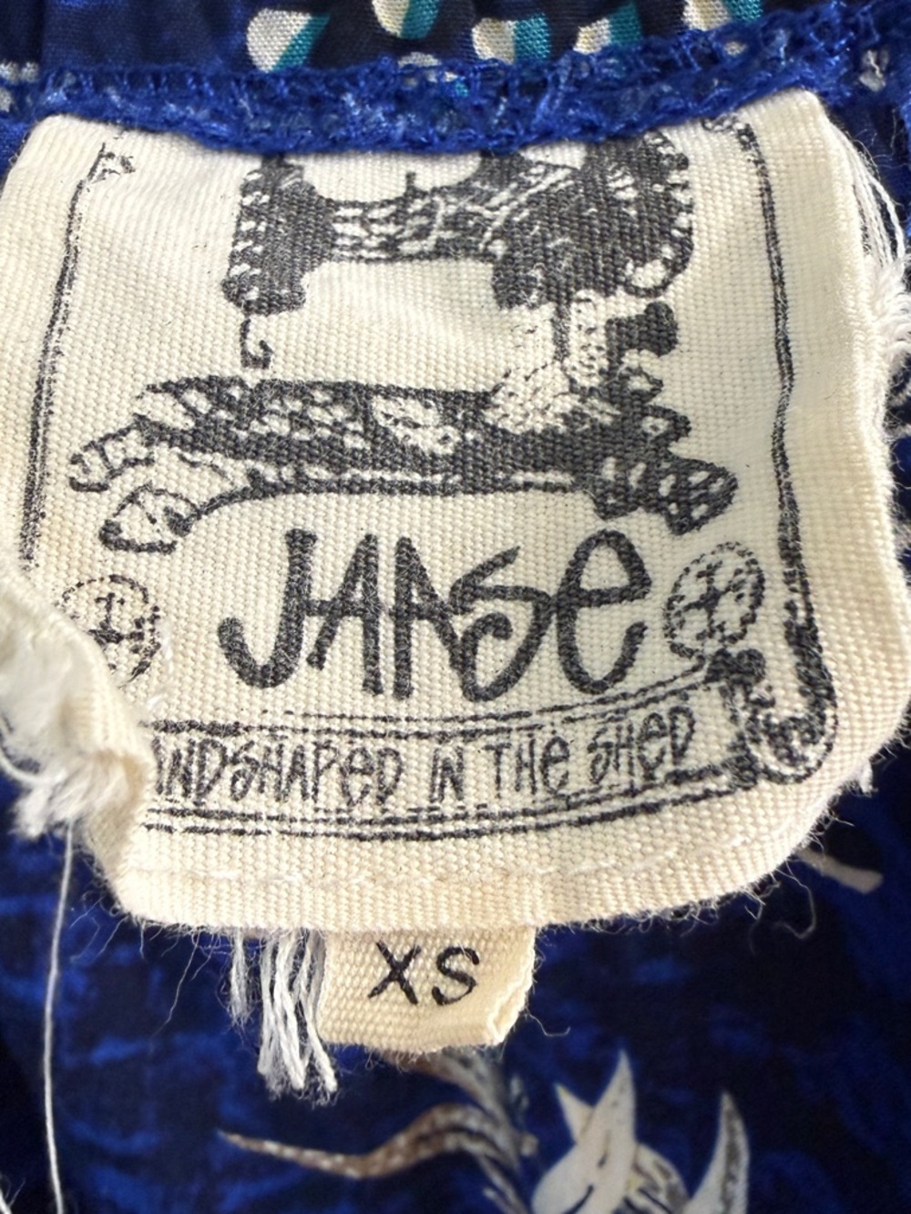 Jaase "Handshaped in the Shed" Boho Blue Floral Off-Shoulder Dress XS - Picture 4 of 12